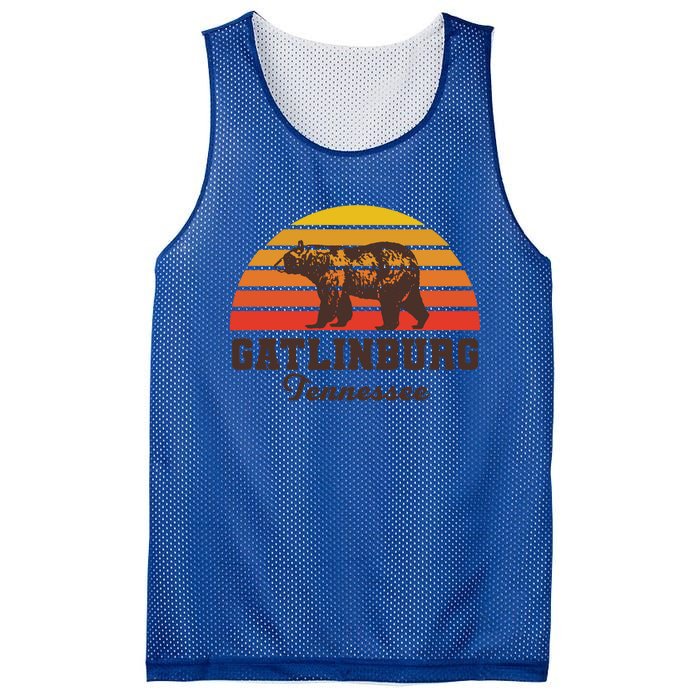 Gatlinburg Tennessee Great Smoky Mountains Bear Retro Sunset Gift Mesh Reversible Basketball Jersey Tank