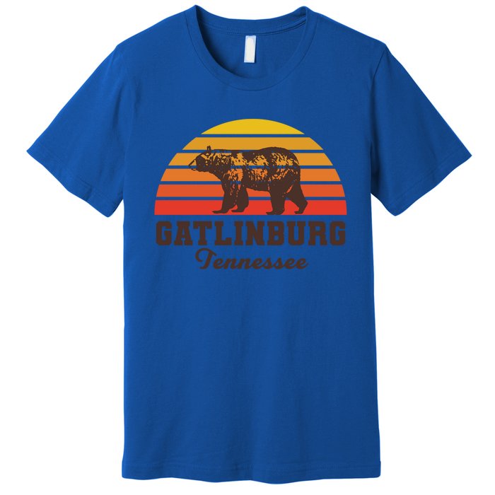 Gatlinburg Tennessee Great Smoky Mountains Bear Retro Sunset Gift Premium T-Shirt