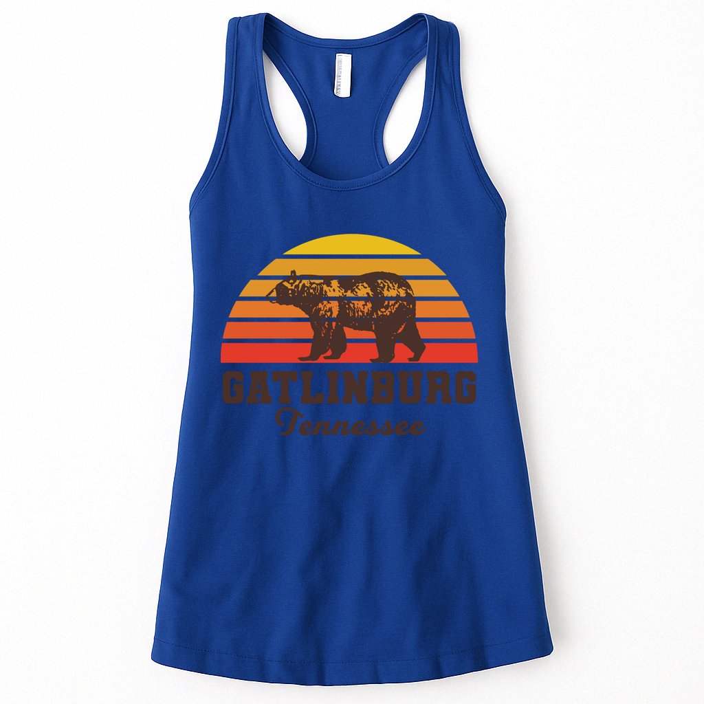Gatlinburg Tennessee Great Smoky Mountains Bear Retro Sunset Gift Womens Tank Top