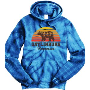 Gatlinburg Tennessee Great Smoky Mountains Bear Retro Sunset Gift Tie Dye Hoodie