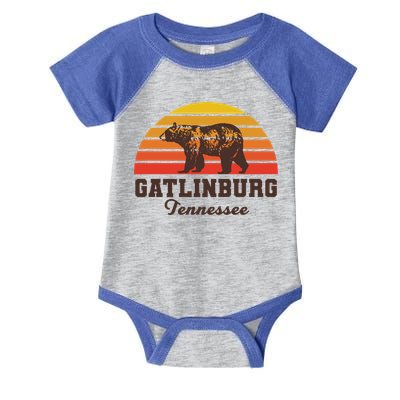Gatlinburg Tennessee Great Smoky Mountains Bear Retro Sunset Gift Infant Baby Jersey Bodysuit