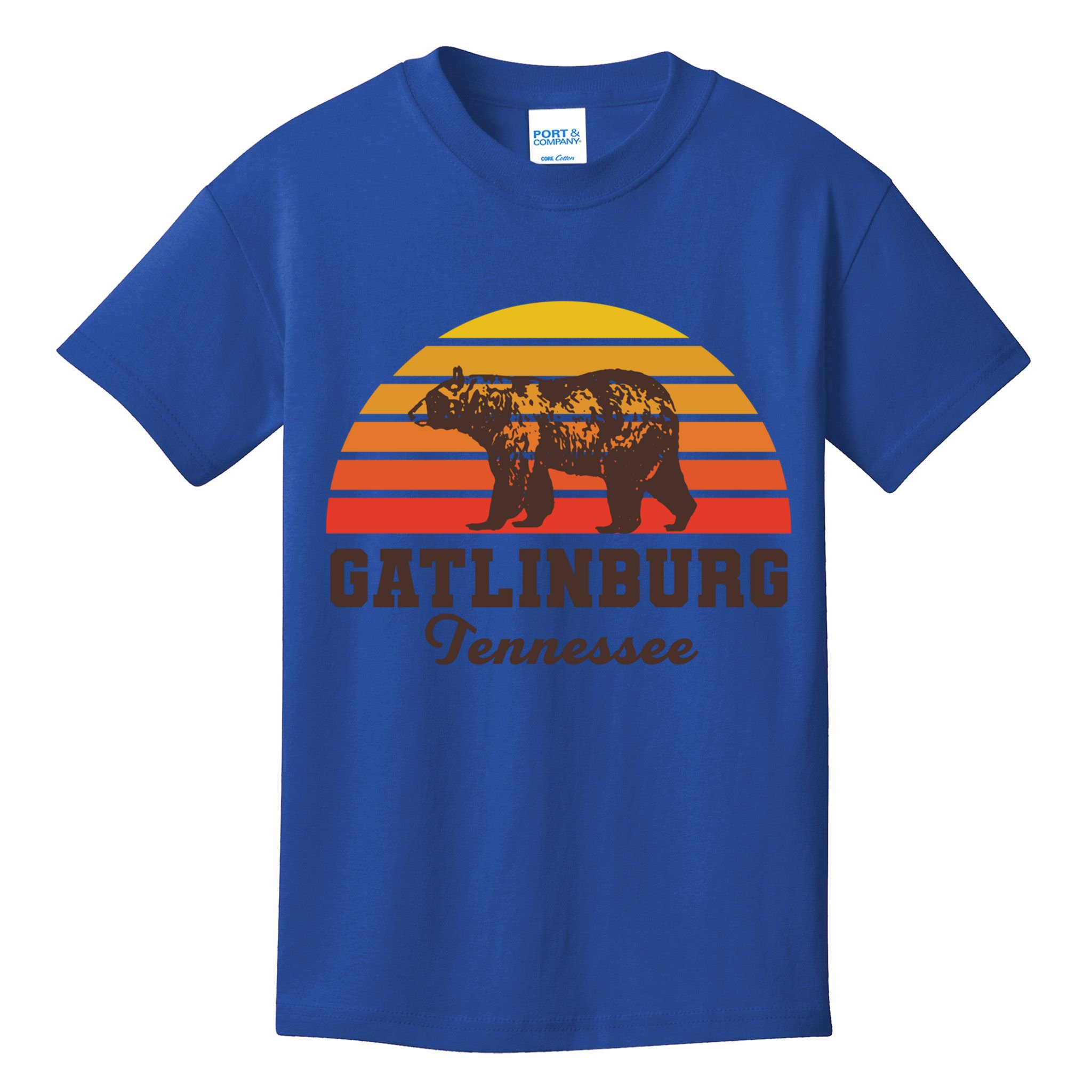 Gatlinburg Tennessee Great Smoky Mountains Bear Retro Sunset Gift Kids T-Shirt