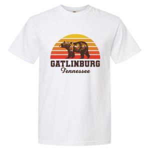 Gatlinburg Tennessee Great Smoky Mountains Bear Retro Sunset Gift Garment-Dyed Heavyweight T-Shirt