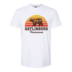 Gatlinburg Tennessee Great Smoky Mountains Bear Retro Sunset Gift Softstyle CVC T-Shirt