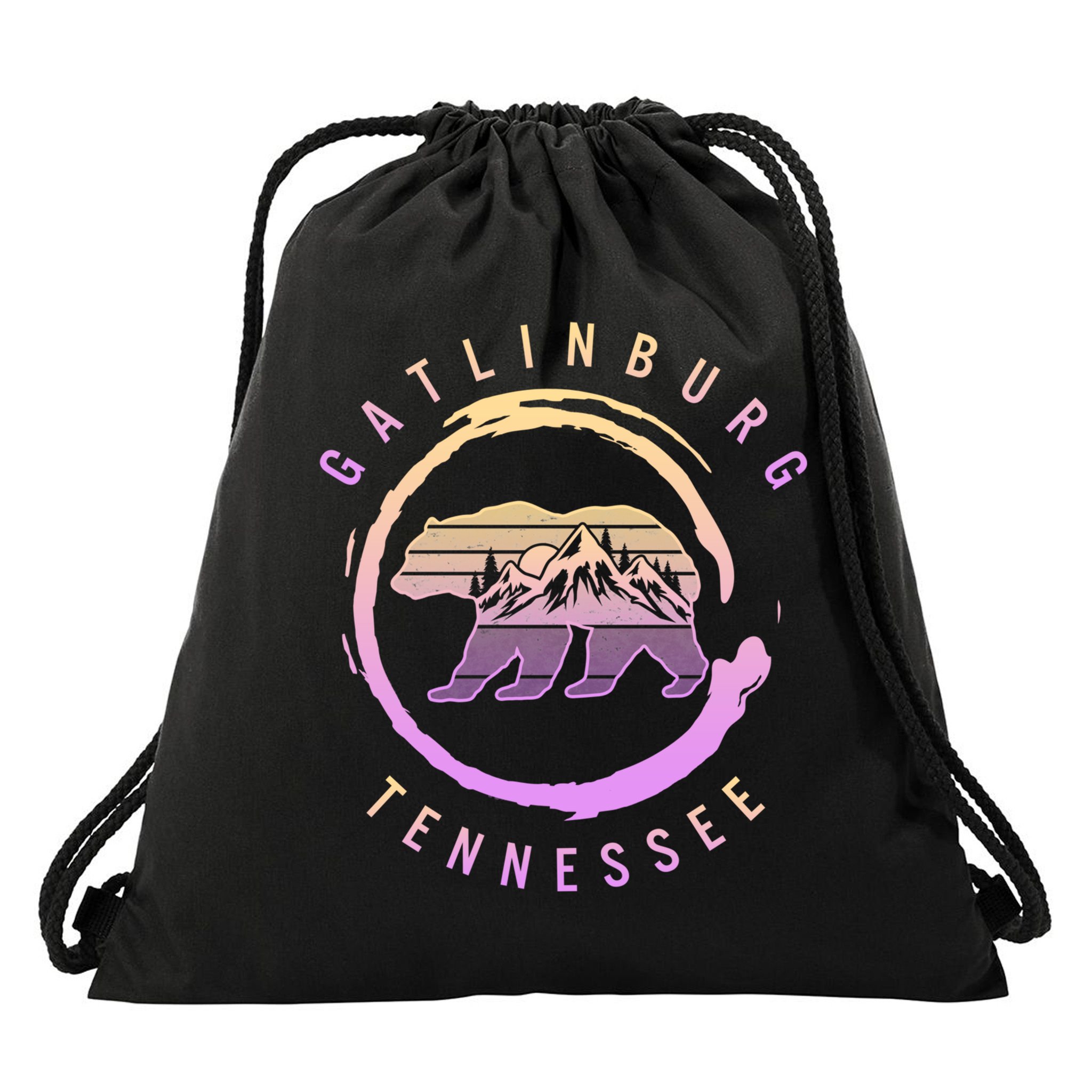 Gatlinburg Tennessee Great Smoky Mountains Bear Souvenir Gift Drawstring Bag