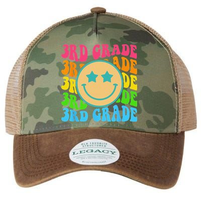 Groovy Third Grade Vibes Face Retro Teachers Back To School Legacy Tie Dye Trucker Hat