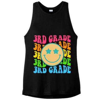 Groovy Third Grade Vibes Face Retro Teachers Back To School Ladies PosiCharge Tri-Blend Wicking Tank