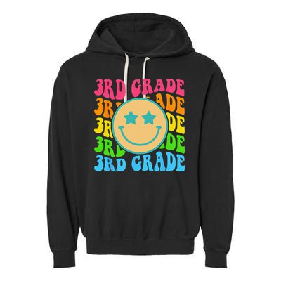 Groovy Third Grade Vibes Face Retro Teachers Back To School Garment-Dyed Fleece Hoodie