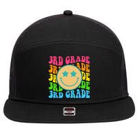 Groovy Third Grade Vibes Face Retro Teachers Back To School 7 Panel Mesh Trucker Snapback Hat
