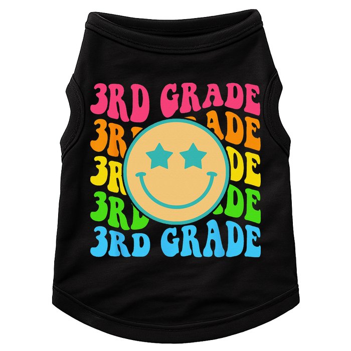 Groovy Third Grade Vibes Face Retro Teachers Back To School Doggie Tank
