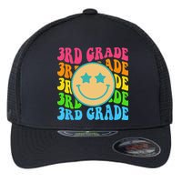 Groovy Third Grade Vibes Face Retro Teachers Back To School Flexfit Unipanel Trucker Cap