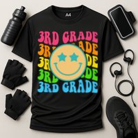 Groovy Third Grade Vibes Face Retro Teachers Back To School Performance Shirt