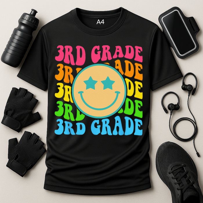 Groovy Third Grade Vibes Face Retro Teachers Back To School Performance Shirt