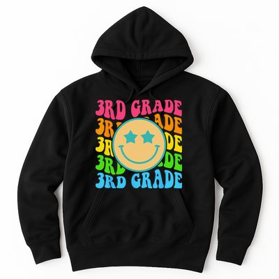 Groovy Third Grade Vibes Face Retro Teachers Back To School Hoodie