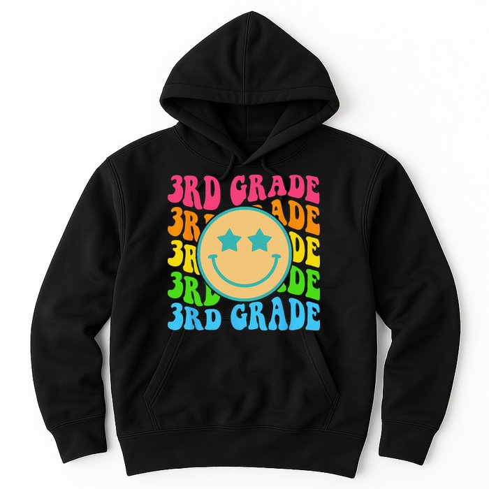 Groovy Third Grade Vibes Face Retro Teachers Back To School Hoodie