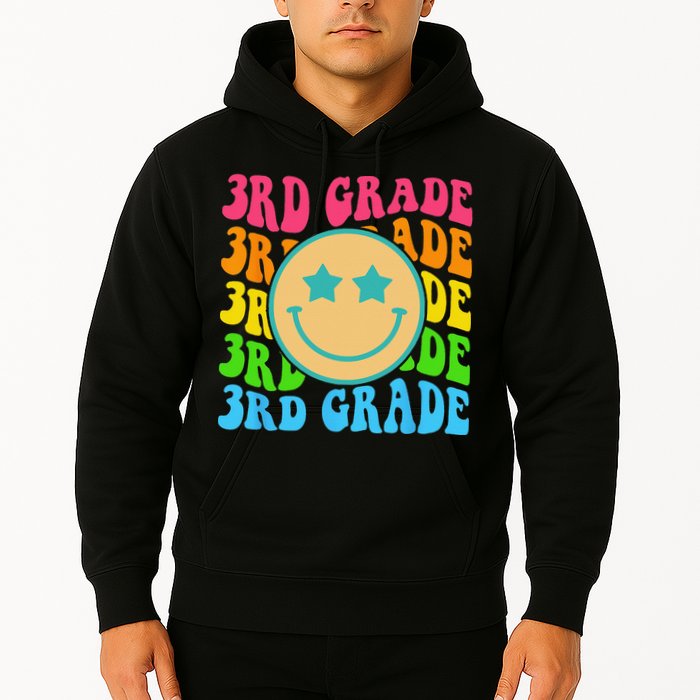 Groovy Third Grade Vibes Face Retro Teachers Back To School Hoodie