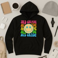 Groovy Third Grade Vibes Face Retro Teachers Back To School Hoodie