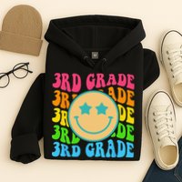 Groovy Third Grade Vibes Face Retro Teachers Back To School Hoodie
