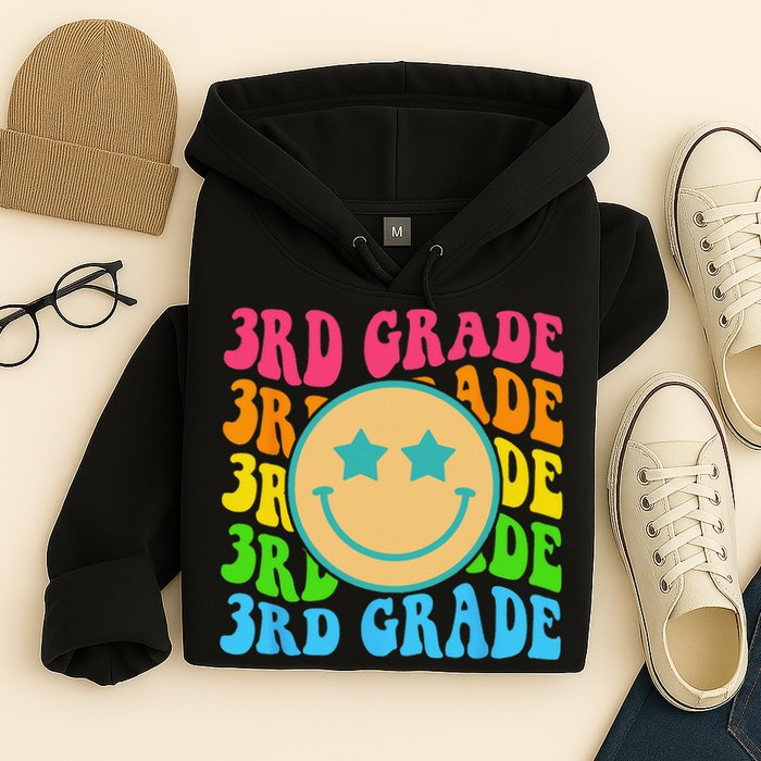 Groovy Third Grade Vibes Face Retro Teachers Back To School Hoodie