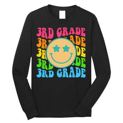 Groovy Third Grade Vibes Face Retro Teachers Back To School Long Sleeve Shirt