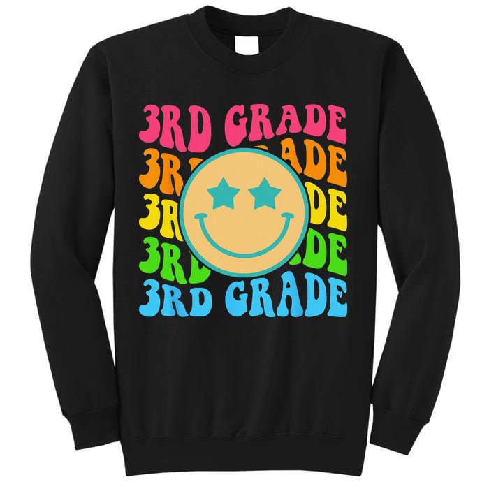 Groovy Third Grade Vibes Face Retro Teachers Back To School Sweatshirt