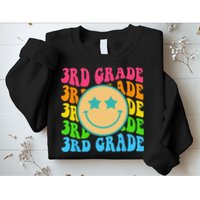 Groovy Third Grade Vibes Face Retro Teachers Back To School Sweatshirt