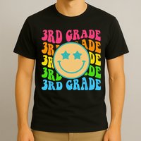 Groovy Third Grade Vibes Face Retro Teachers Back To School T-Shirt