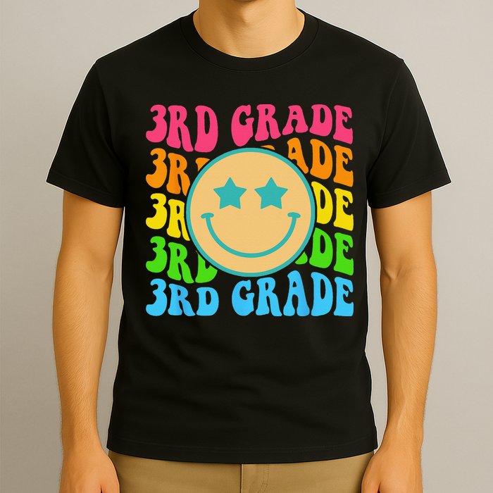 Groovy Third Grade Vibes Face Retro Teachers Back To School T-Shirt
