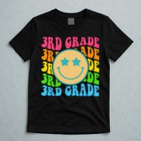 Groovy Third Grade Vibes Face Retro Teachers Back To School T-Shirt