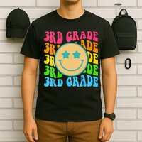 Groovy Third Grade Vibes Face Retro Teachers Back To School T-Shirt