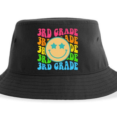 Groovy Third Grade Vibes Face Retro Teachers Back To School Sustainable Bucket Hat