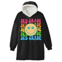 Groovy Third Grade Vibes Face Retro Teachers Back To School Hooded Wearable Blanket