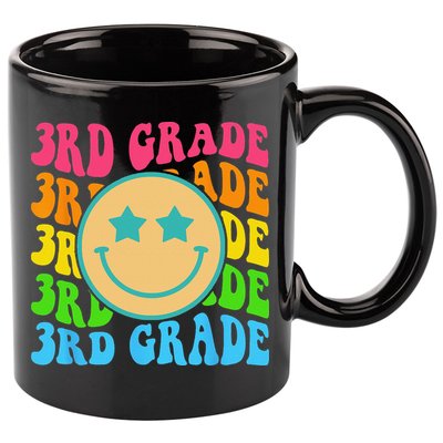 Groovy Third Grade Vibes Face Retro Teachers Back To School 11oz C Handle Ceramic Mug