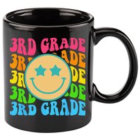 Groovy Third Grade Vibes Face Retro Teachers Back To School 11oz C Handle Ceramic Mug