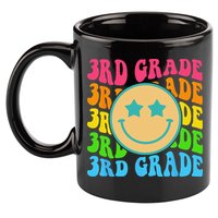 Groovy Third Grade Vibes Face Retro Teachers Back To School 11oz C Handle Ceramic Mug