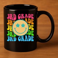 Groovy Third Grade Vibes Face Retro Teachers Back To School 11oz C Handle Ceramic Mug