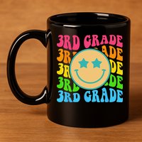 Groovy Third Grade Vibes Face Retro Teachers Back To School 11oz C Handle Ceramic Mug