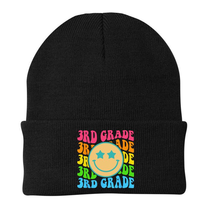 Groovy Third Grade Vibes Face Retro Teachers Back To School Beanie