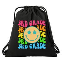 Groovy Third Grade Vibes Face Retro Teachers Back To School Drawstring Bag