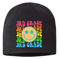 Groovy Third Grade Vibes Face Retro Teachers Back To School Sustainable Beanie