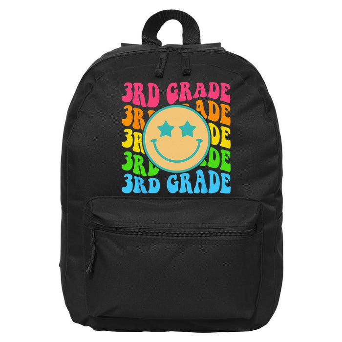 Groovy Third Grade Vibes Face Retro Teachers Back To School 16 in Basic Backpack