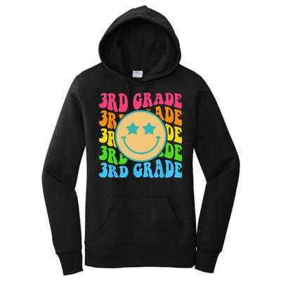 Groovy Third Grade Vibes Face Retro Teachers Back To School Women's Pullover Hoodie