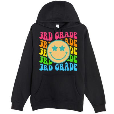 Groovy Third Grade Vibes Face Retro Teachers Back To School Premium Pullover Hoodie