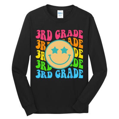 Groovy Third Grade Vibes Face Retro Teachers Back To School Tall Long Sleeve T-Shirt