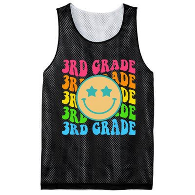 Groovy Third Grade Vibes Face Retro Teachers Back To School Mesh Reversible Basketball Jersey Tank