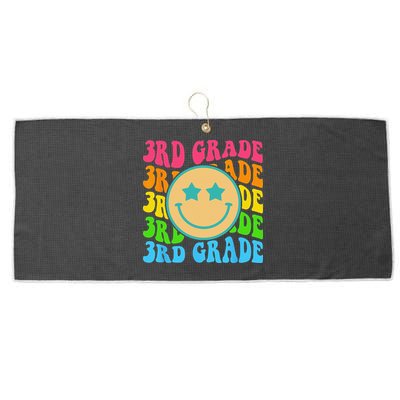 Groovy Third Grade Vibes Face Retro Teachers Back To School Large Microfiber Waffle Golf Towel