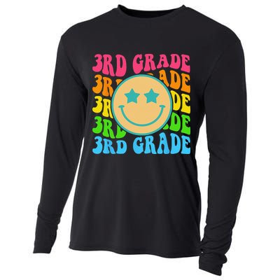Groovy Third Grade Vibes Face Retro Teachers Back To School Cooling Performance Long Sleeve Crew