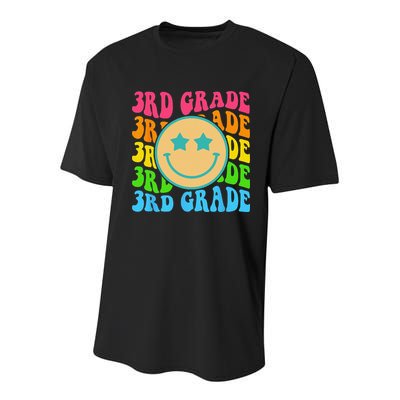 Groovy Third Grade Vibes Face Retro Teachers Back To School Youth Performance Sprint T-Shirt