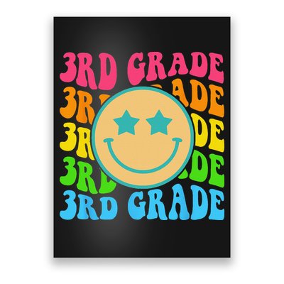 Groovy Third Grade Vibes Face Retro Teachers Back To School Poster