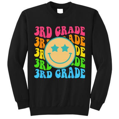 Groovy Third Grade Vibes Face Retro Teachers Back To School Tall Sweatshirt